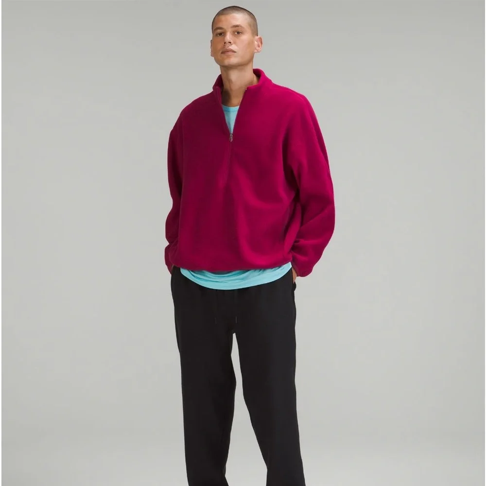 ❤️ Lululemon Oversized-Fit Fleece Half Zip Pomegranate Men’s Size Small - Picture 15 of 15